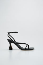 TRAPEZE HEEL WITH ANKLE STRAPS