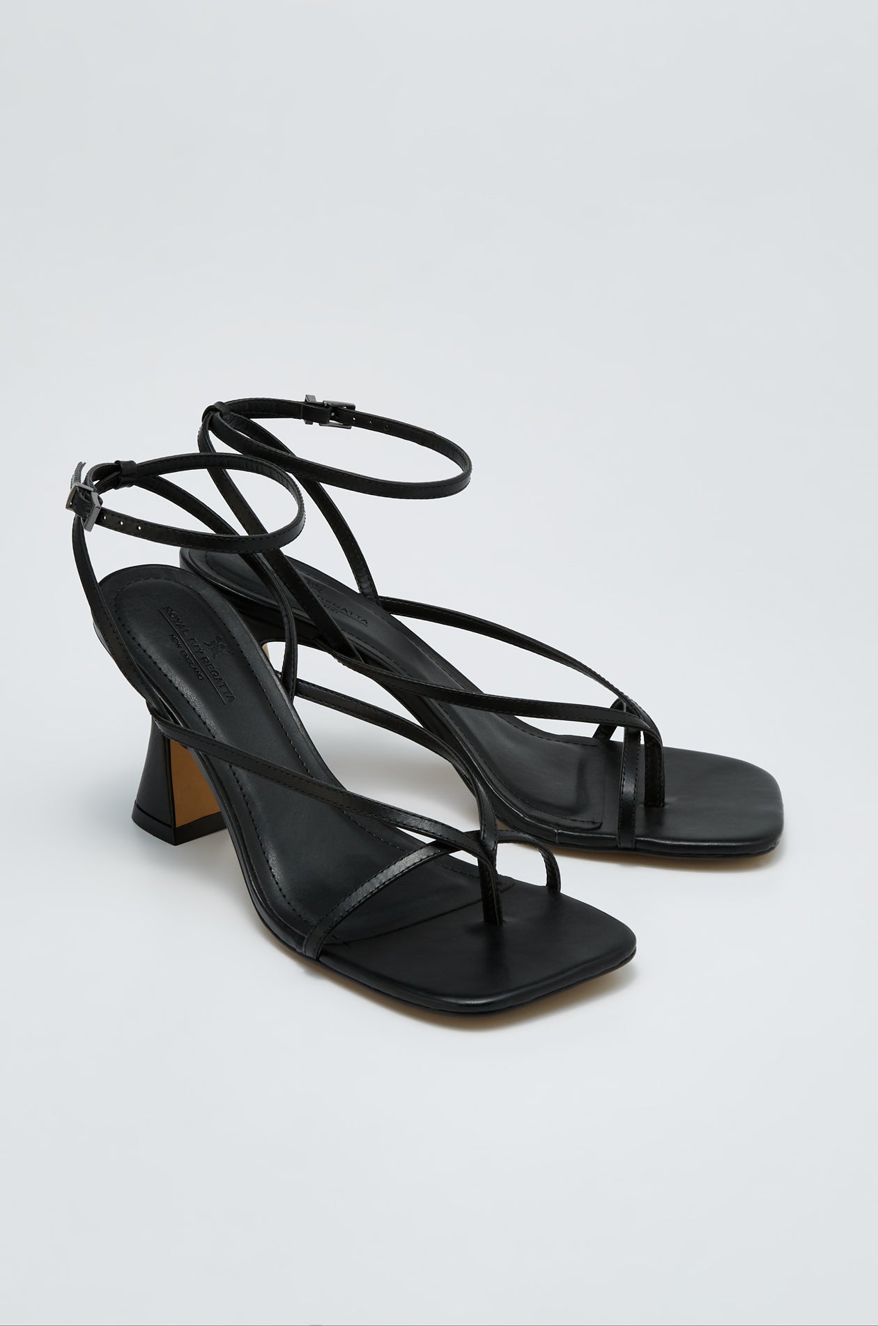 TRAPEZE HEEL WITH ANKLE STRAPS