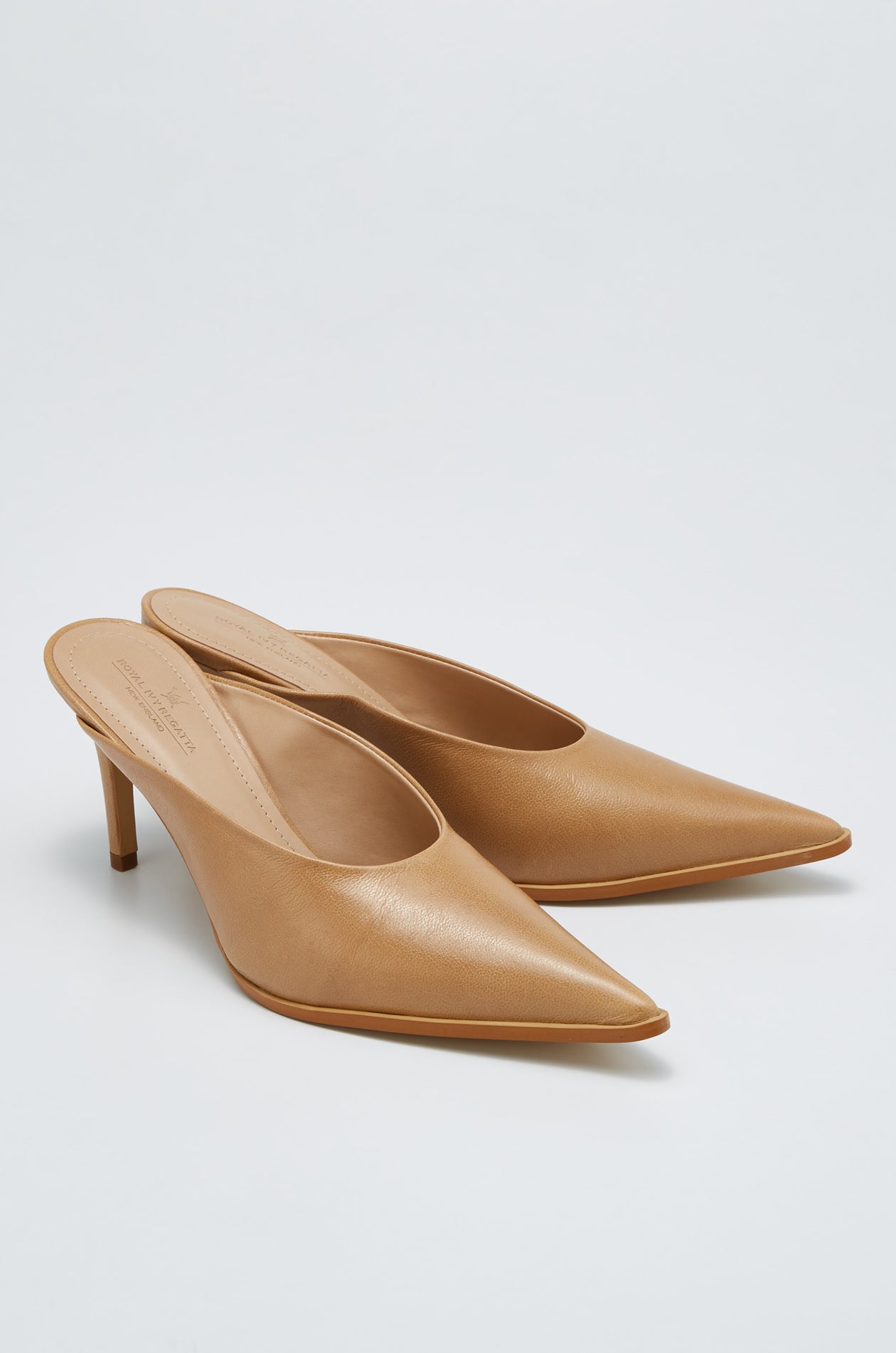 LEATHER STRAP HEELED MULES