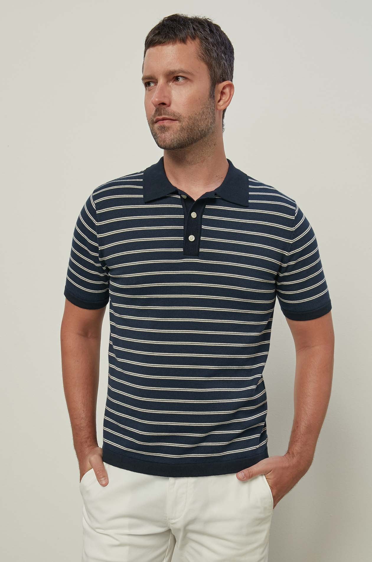 STRIPE KNITTED POLO