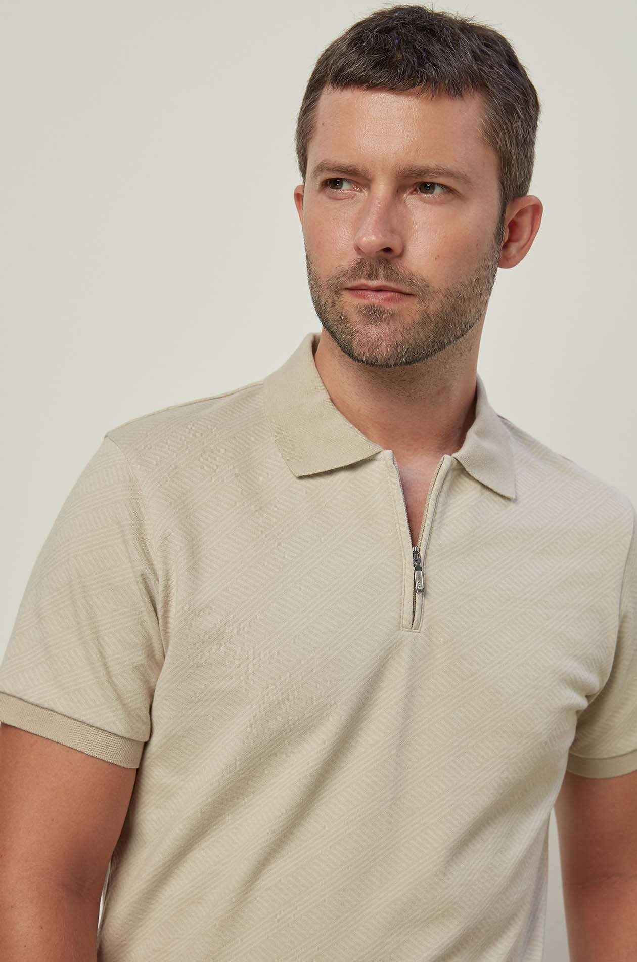 JACQUARD ZIP POLO SHIRT