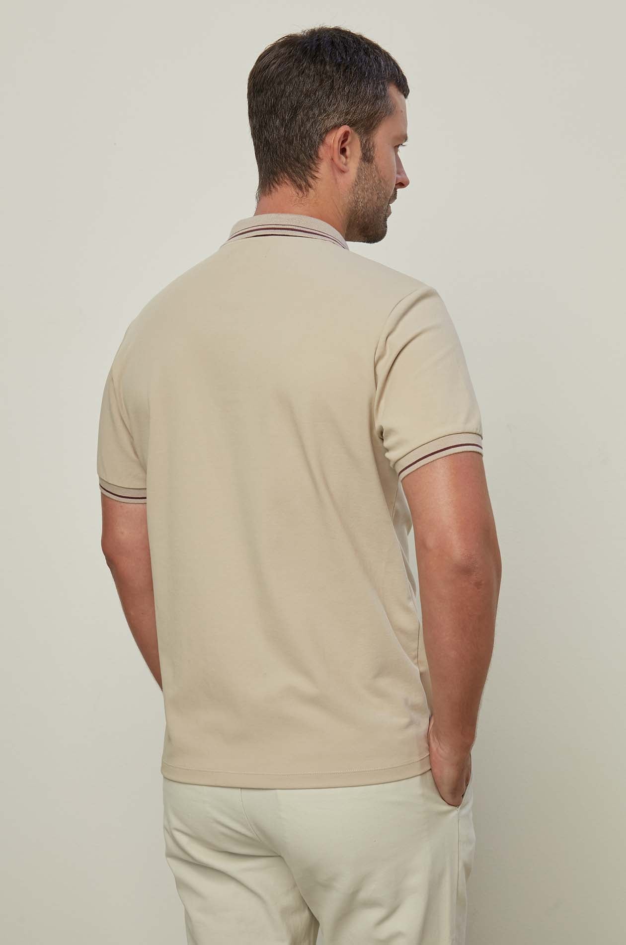 RIBBED STRIPE PIQUE POLO