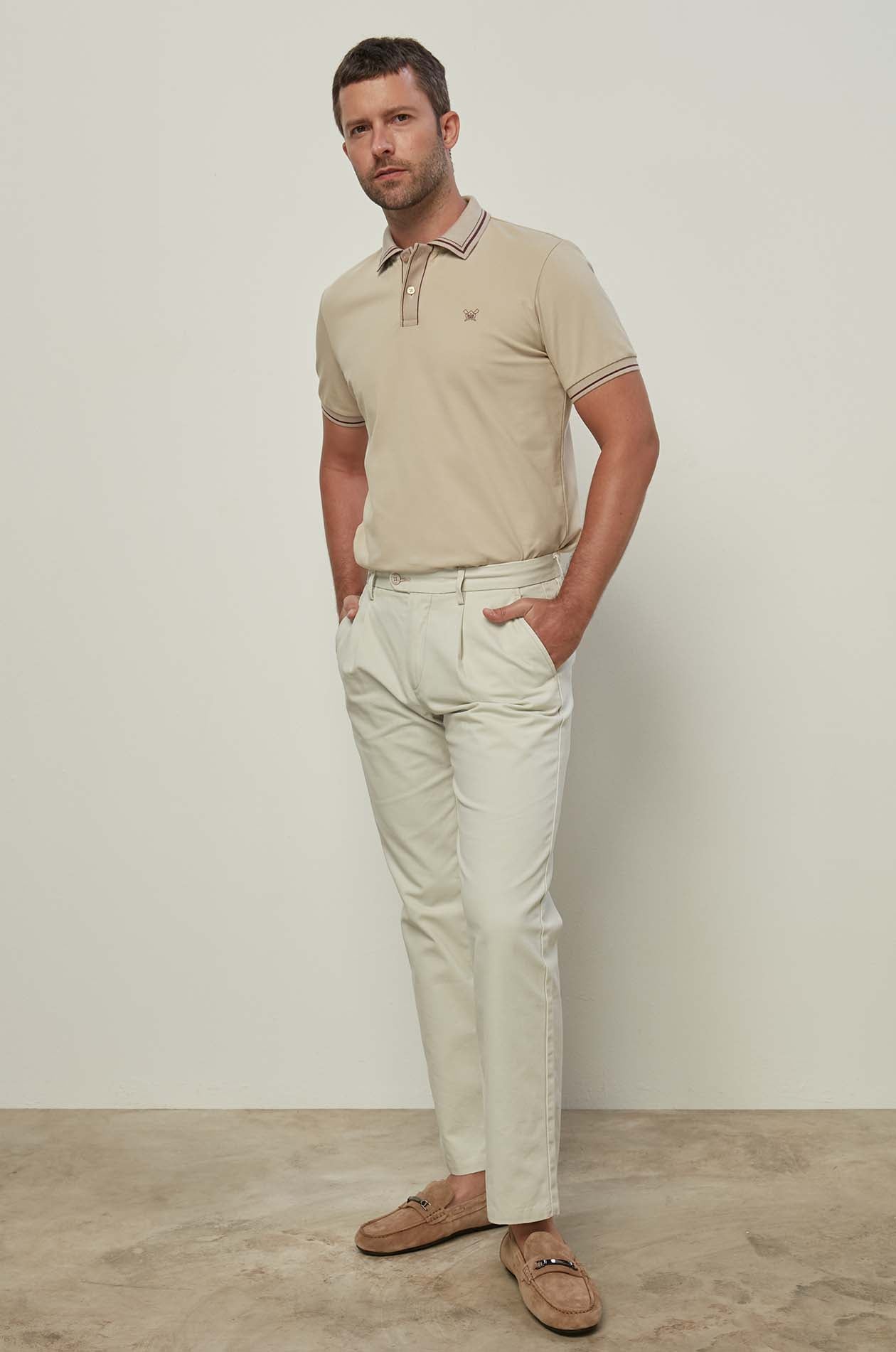 RIBBED STRIPE PIQUE POLO