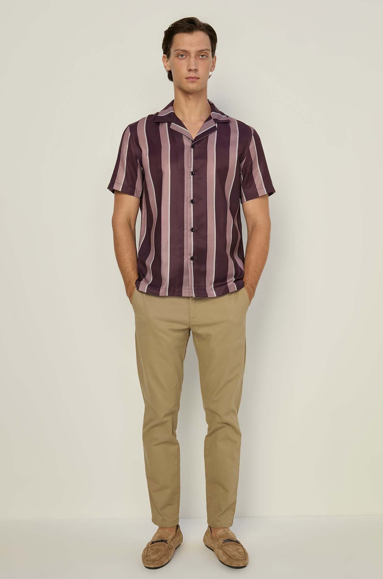 VERTICAL STRIPED HAWAII SHIRT