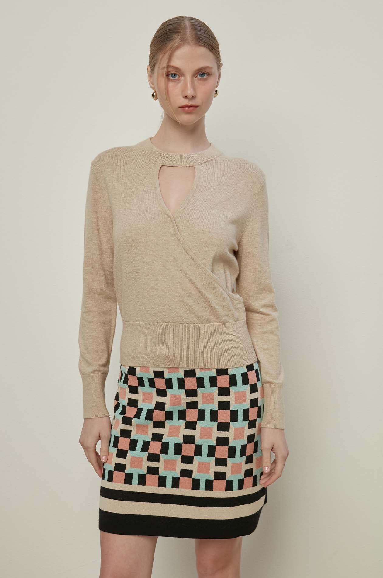 WRAP FRONT KNITTED TOP