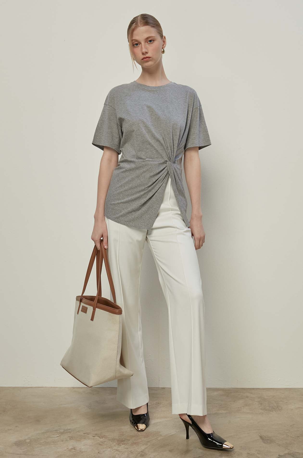 PLEATED JERSEY TEE
