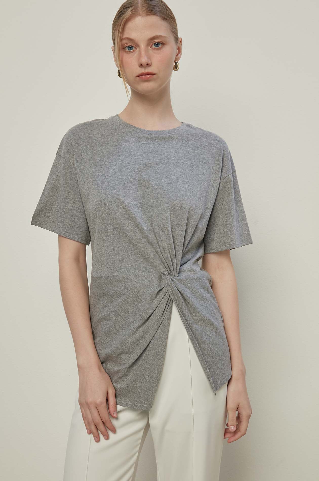 PLEATED JERSEY TEE
