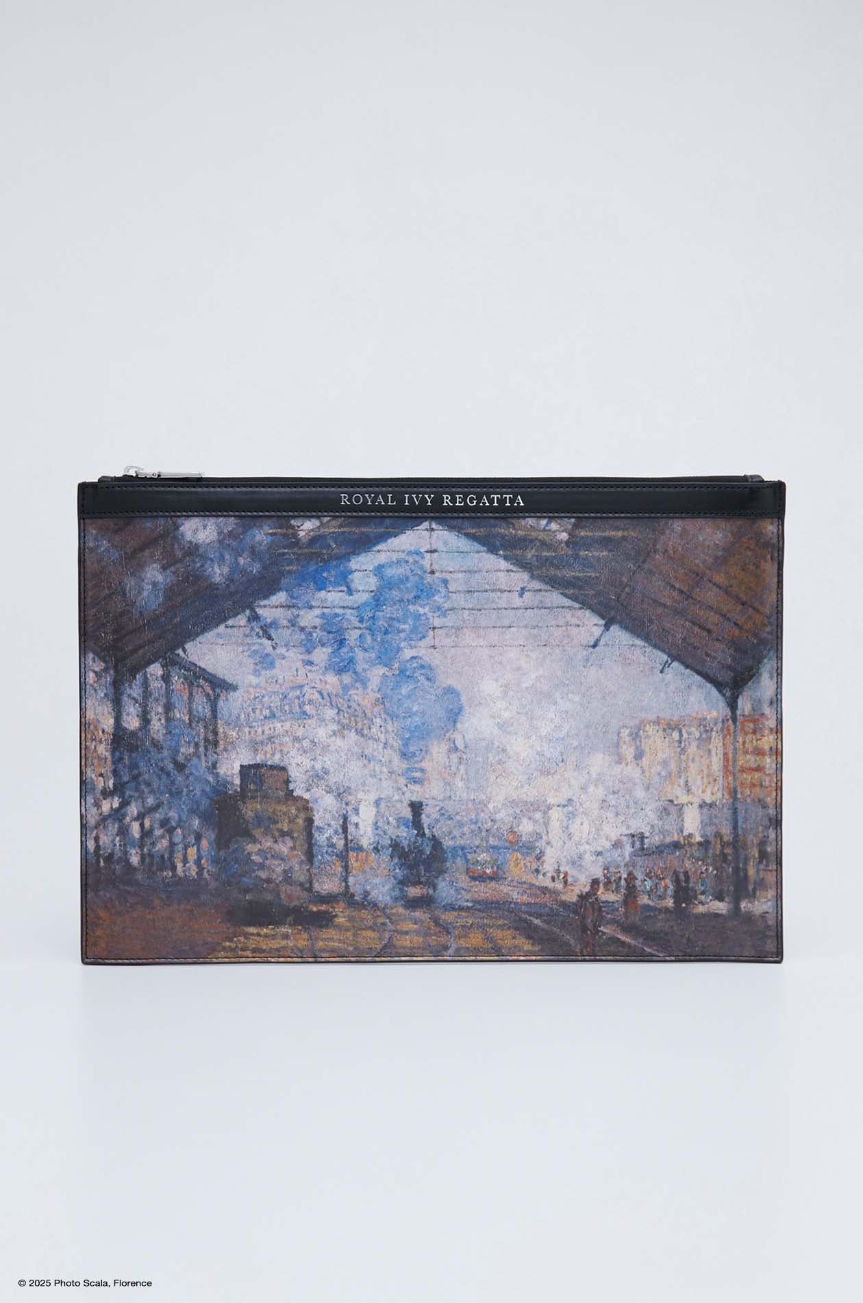 GARE SAINT LAZARE MONET PRINTED DOCUMENT BAG