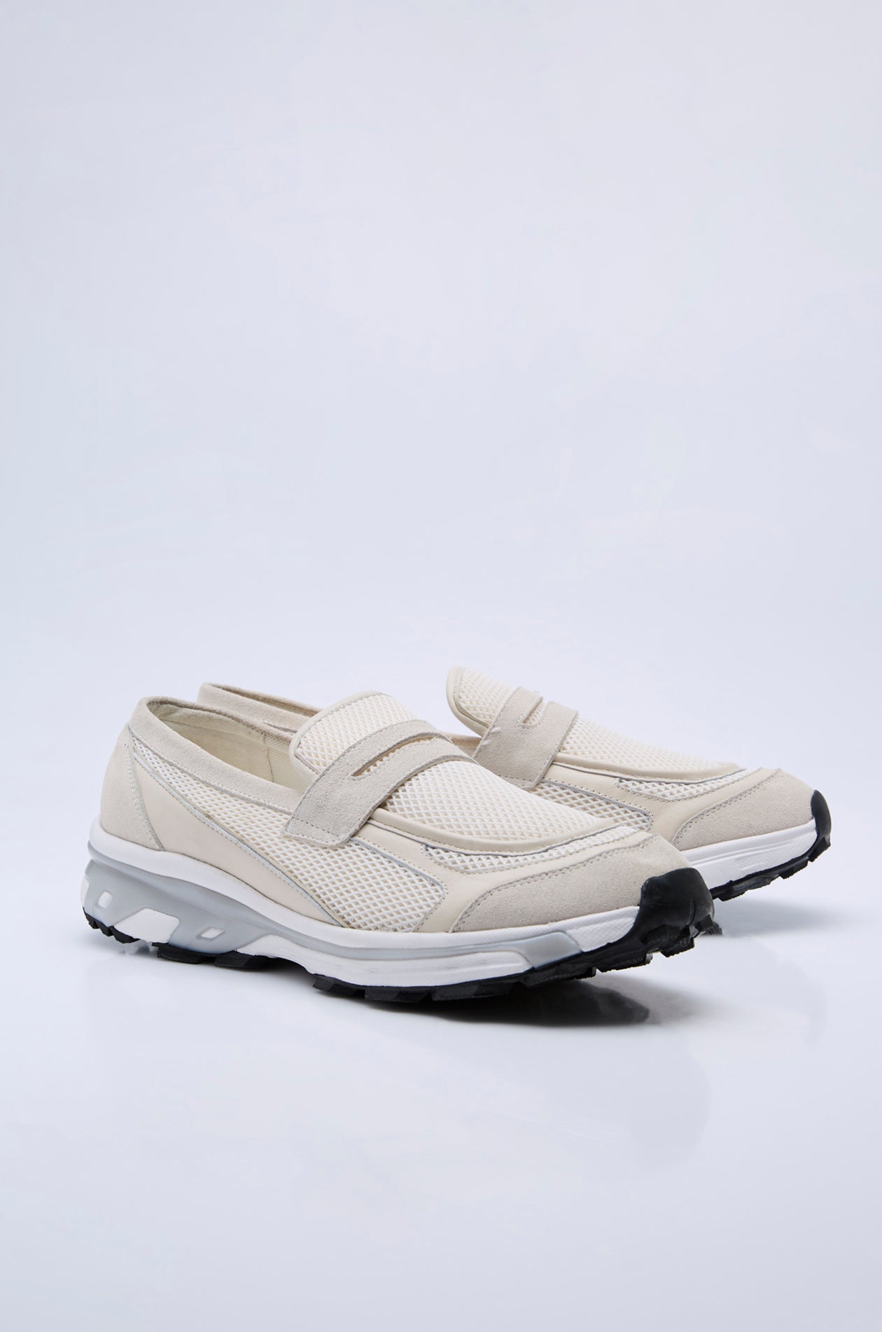 SUEDE AND MESH LOAFER SNEAKERS