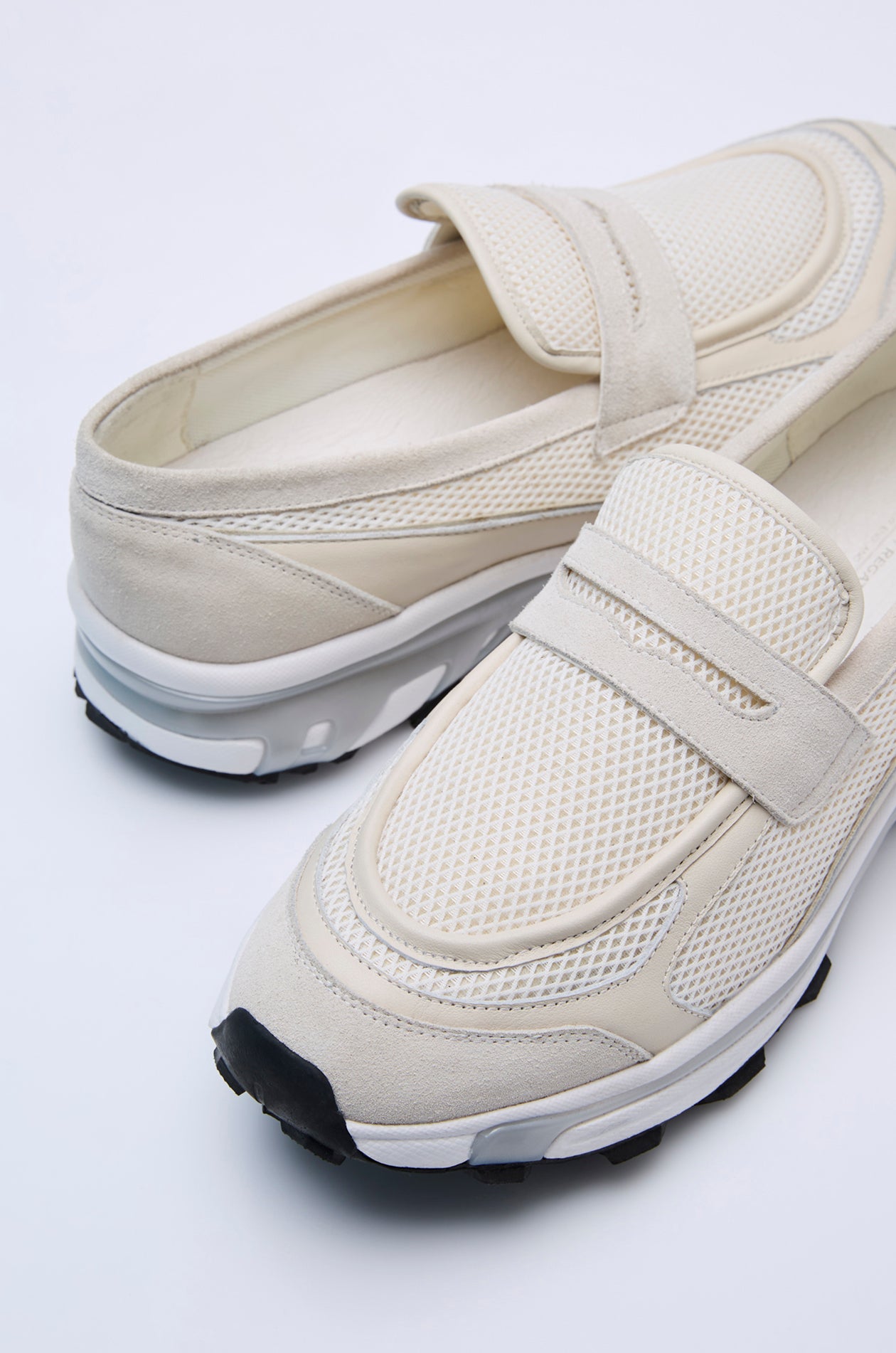 SUEDE AND MESH LOAFER SNEAKERS