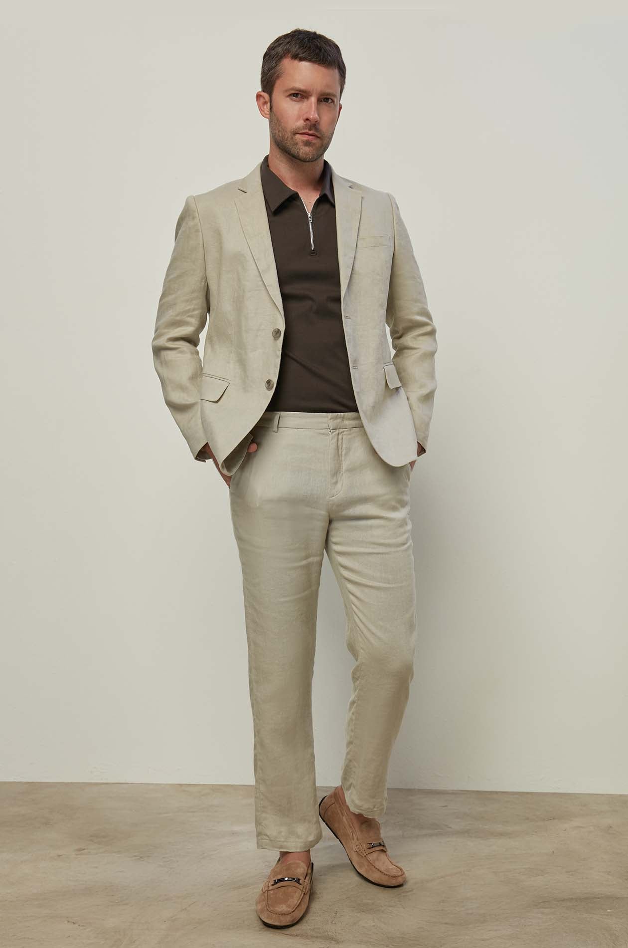 TWILL LINEN TROUSERS