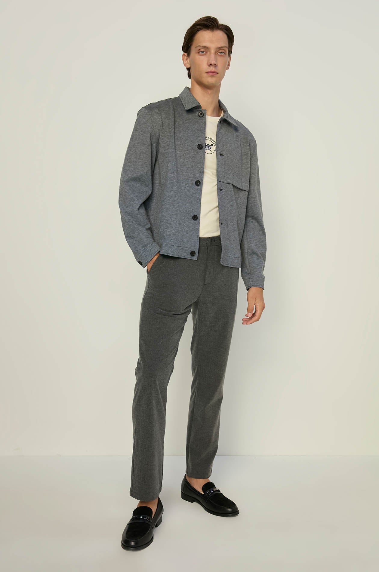 BLACK TOP DYED KNITTED OVERSHIRT