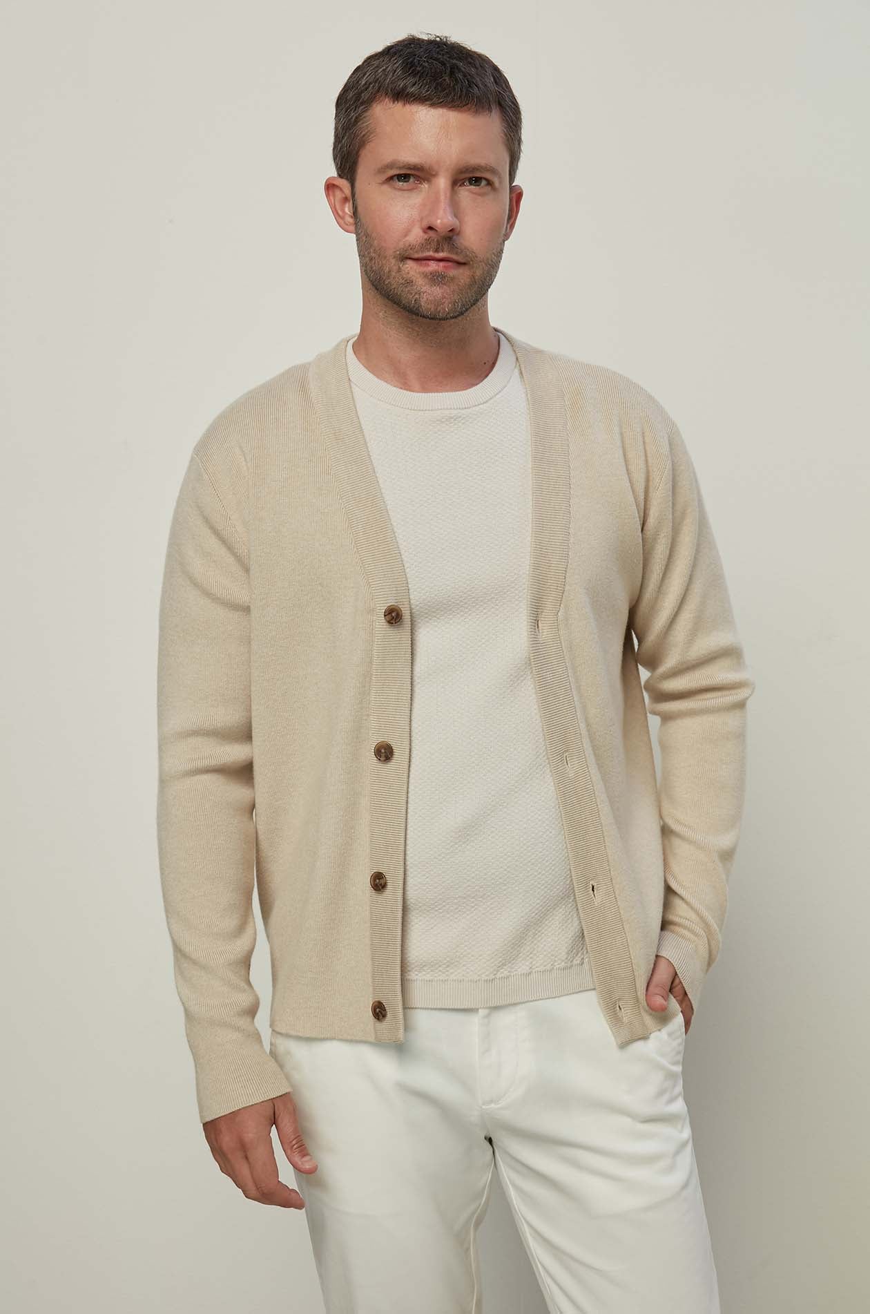 BEIGE KNITTED CARDIGAN
