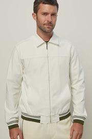 STRIPED TRIM ZIPPER JACKET