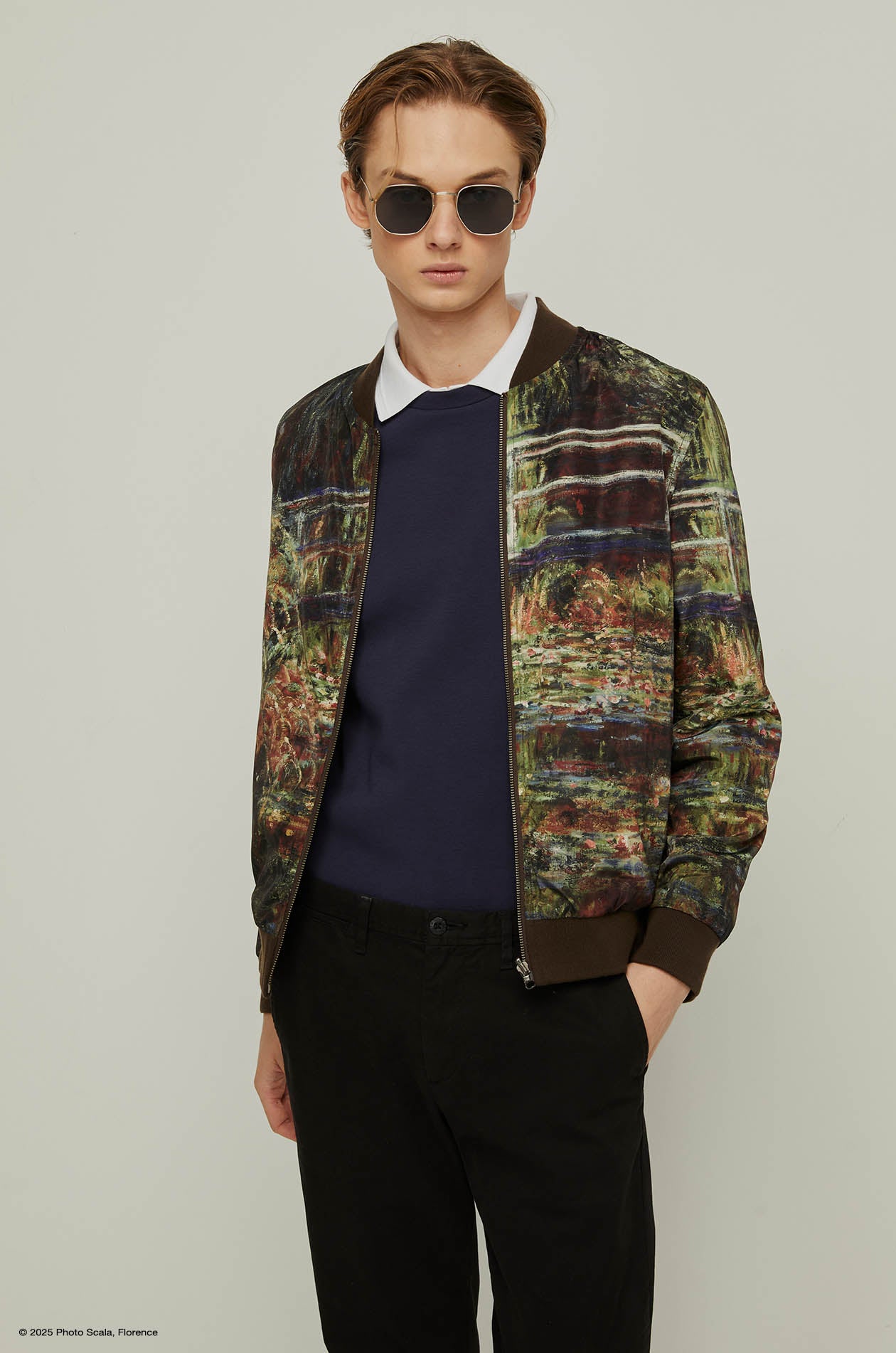WATER LILIES AND JAPANESE BRIDGE MONET REVERSE BOMBER JACKET