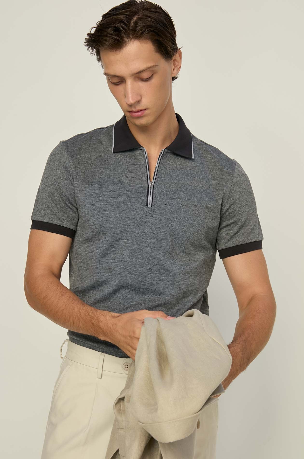BLACK TOP DYED POLO SHIRT
