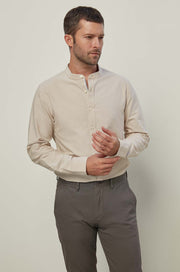 MANDARIN COLLAR OXFORD SHIRT