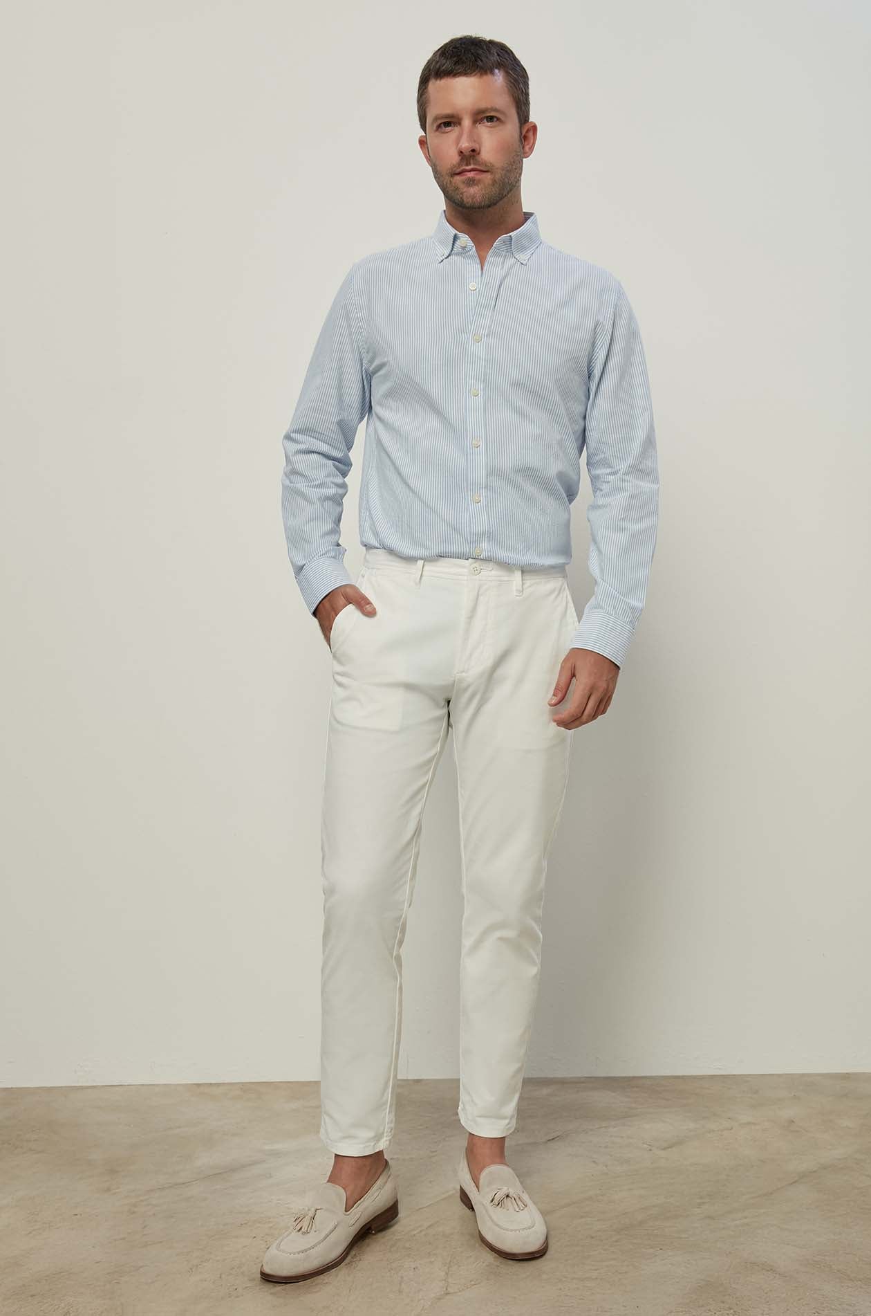 STRIPE LONG SLEEVE OXFORD SHIRT