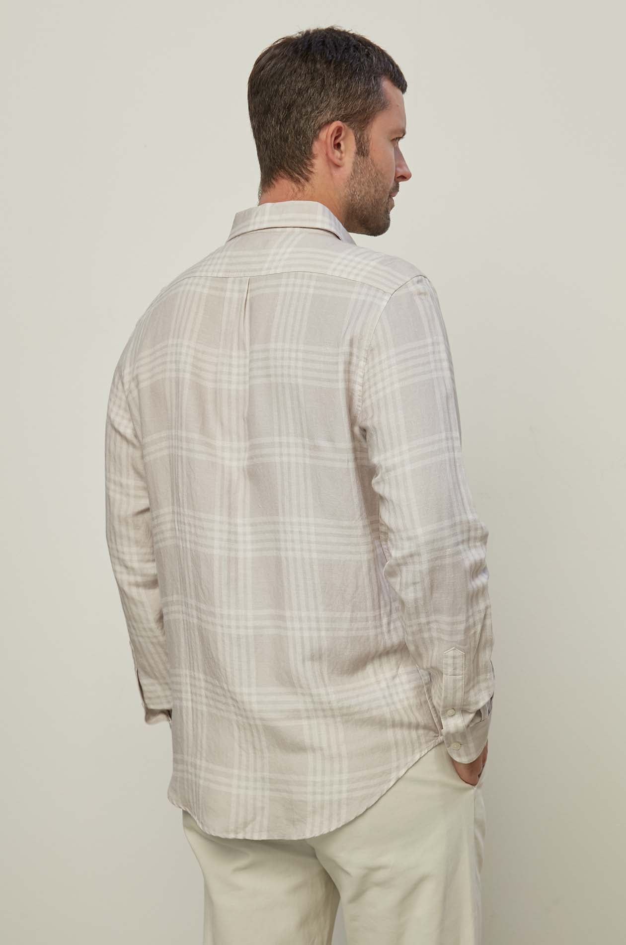 CHECK PRINTED LINEN SHIRT