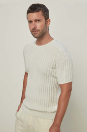 RIBBED SHOULDER KNITTED TEE