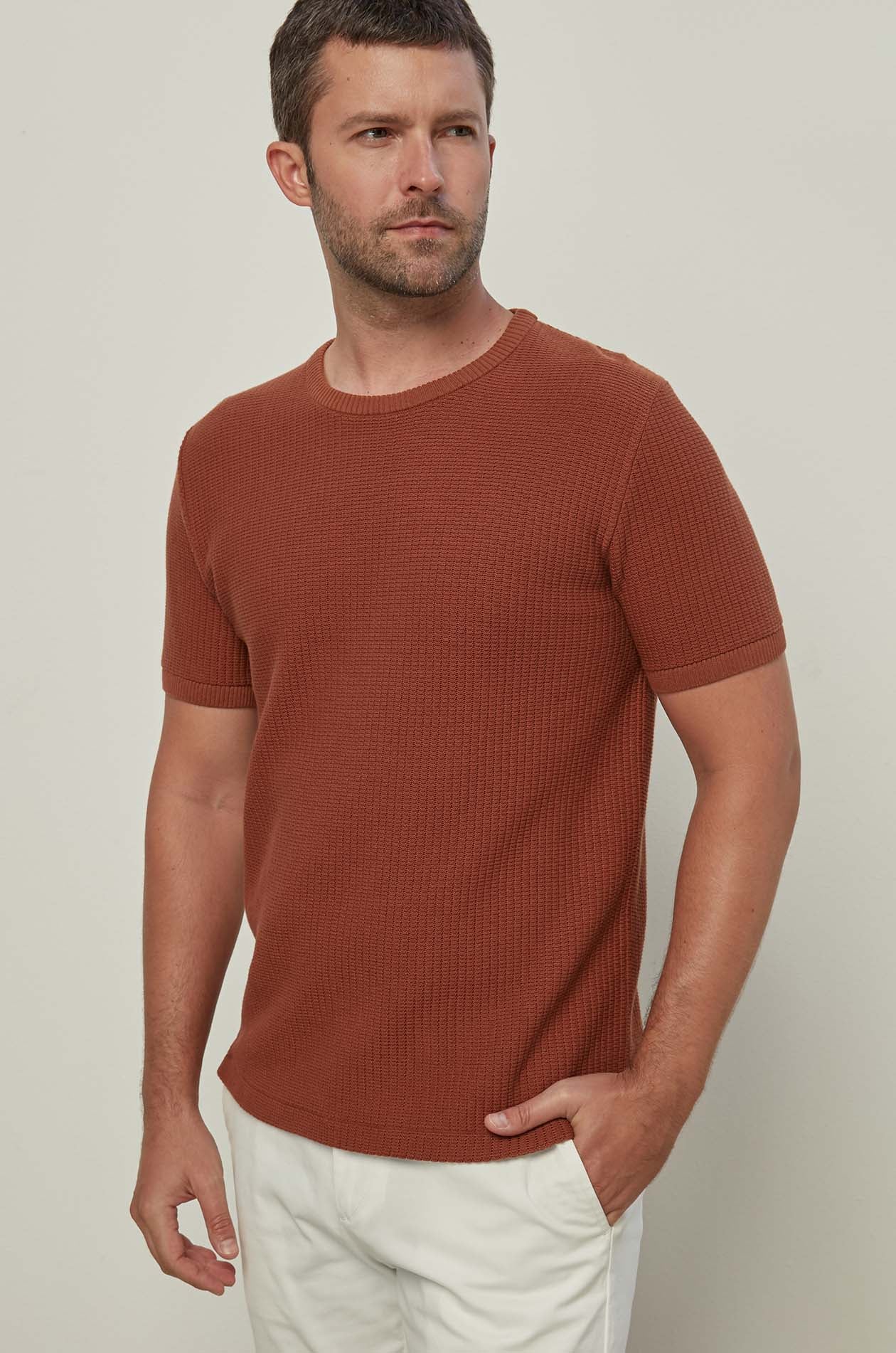 STRIPED JACQUARD KNITTED TEE
