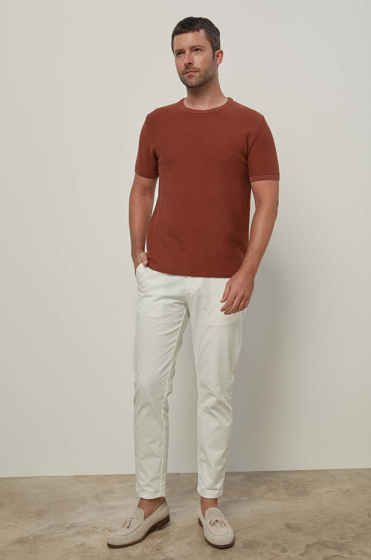 STRIPED JACQUARD KNITTED TEE