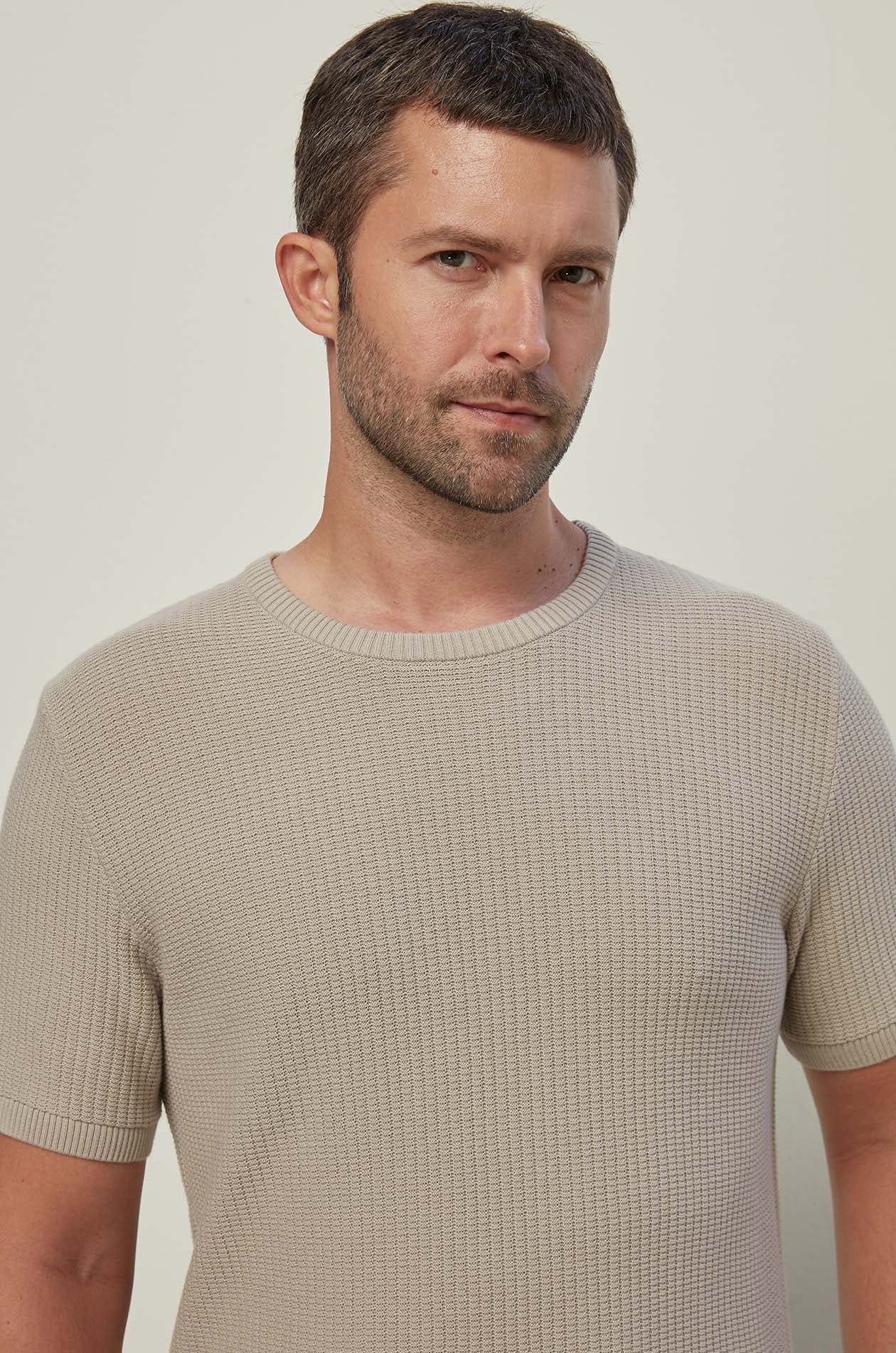 STRIPED JACQUARD KNITTED TEE