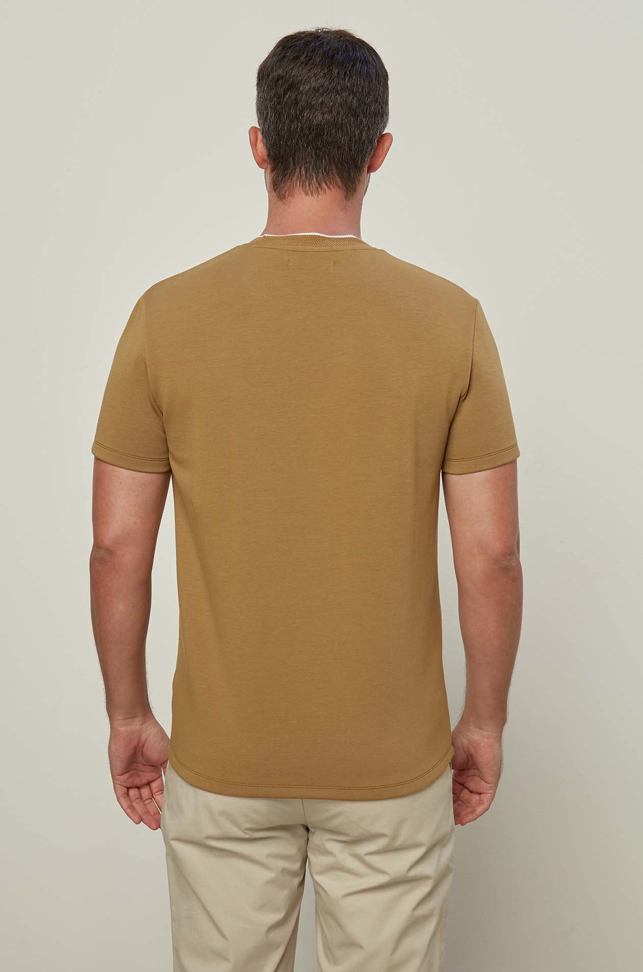 HERRINGBONE TRIM JERSEY TEE