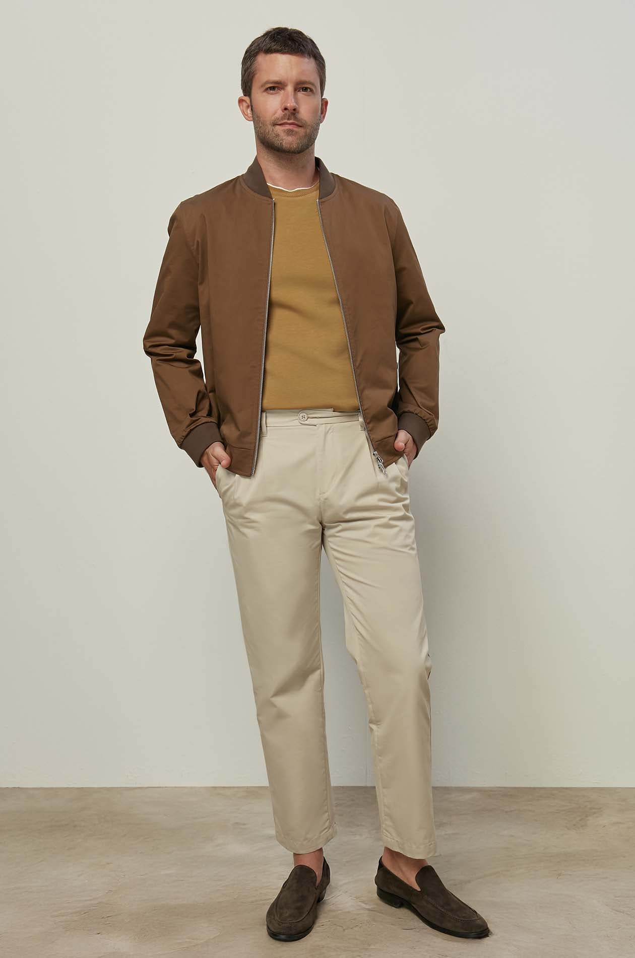 HERRINGBONE TRIM JERSEY TEE