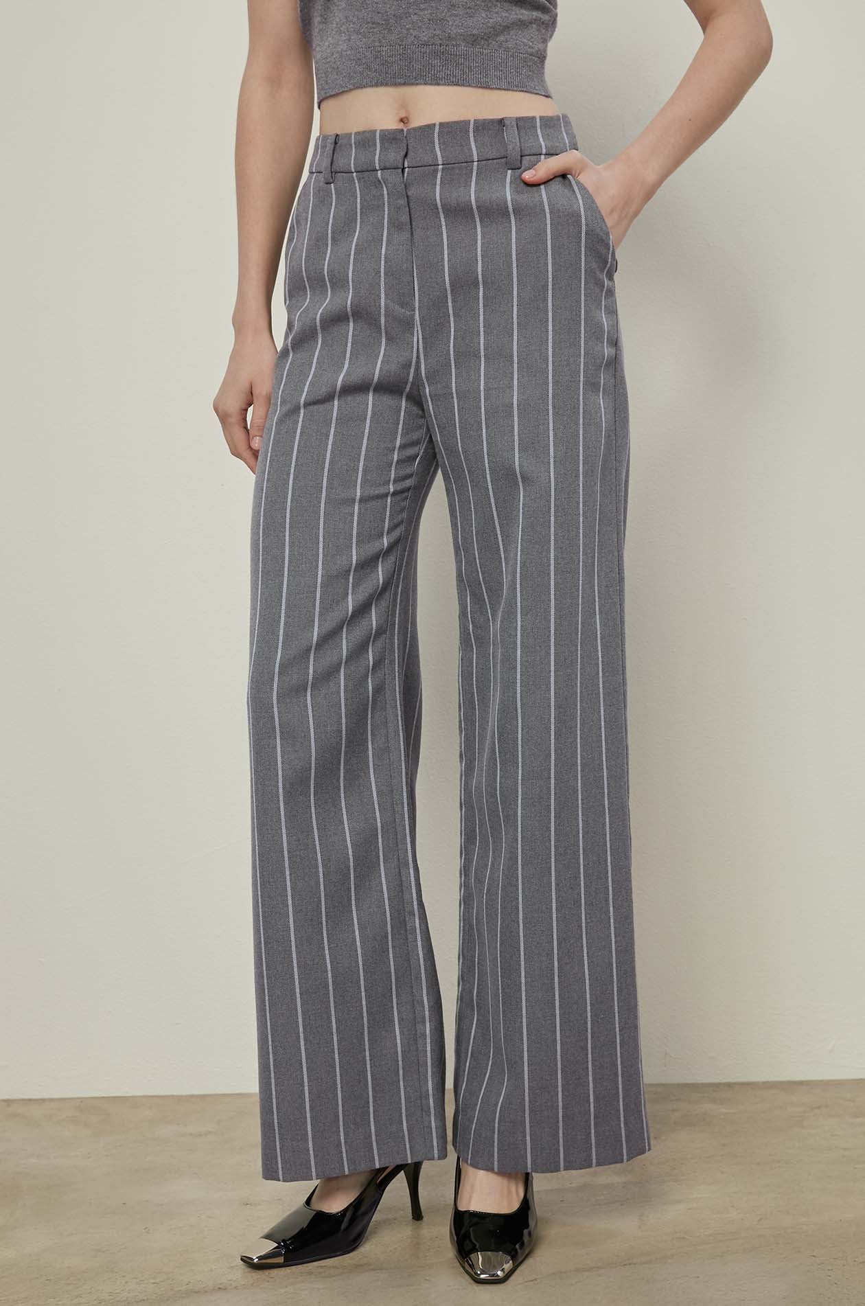 STRIPED WIDE LEG PANTS