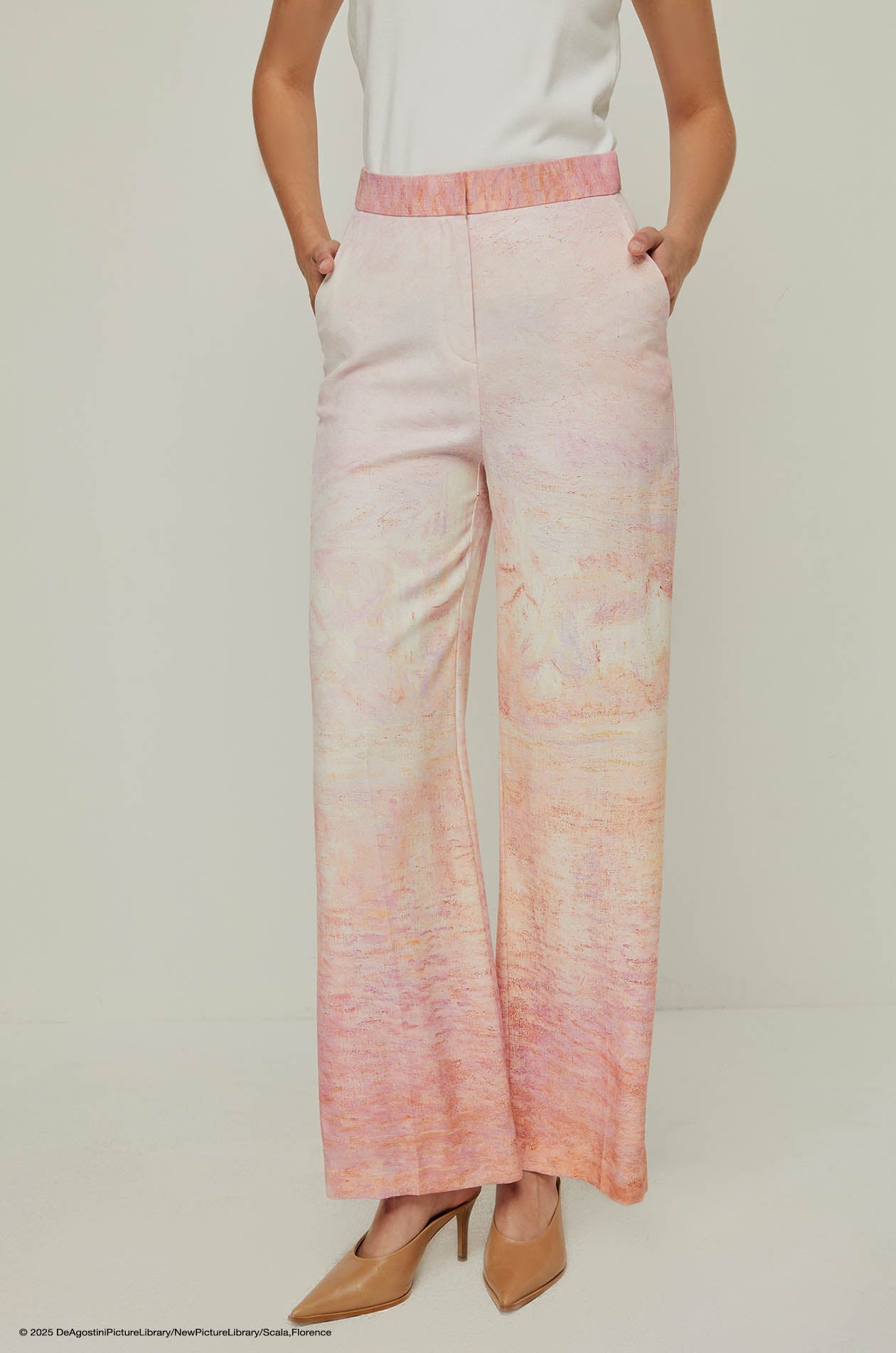 PINK SKY MONET-INSPIRED PRINTED PANTS