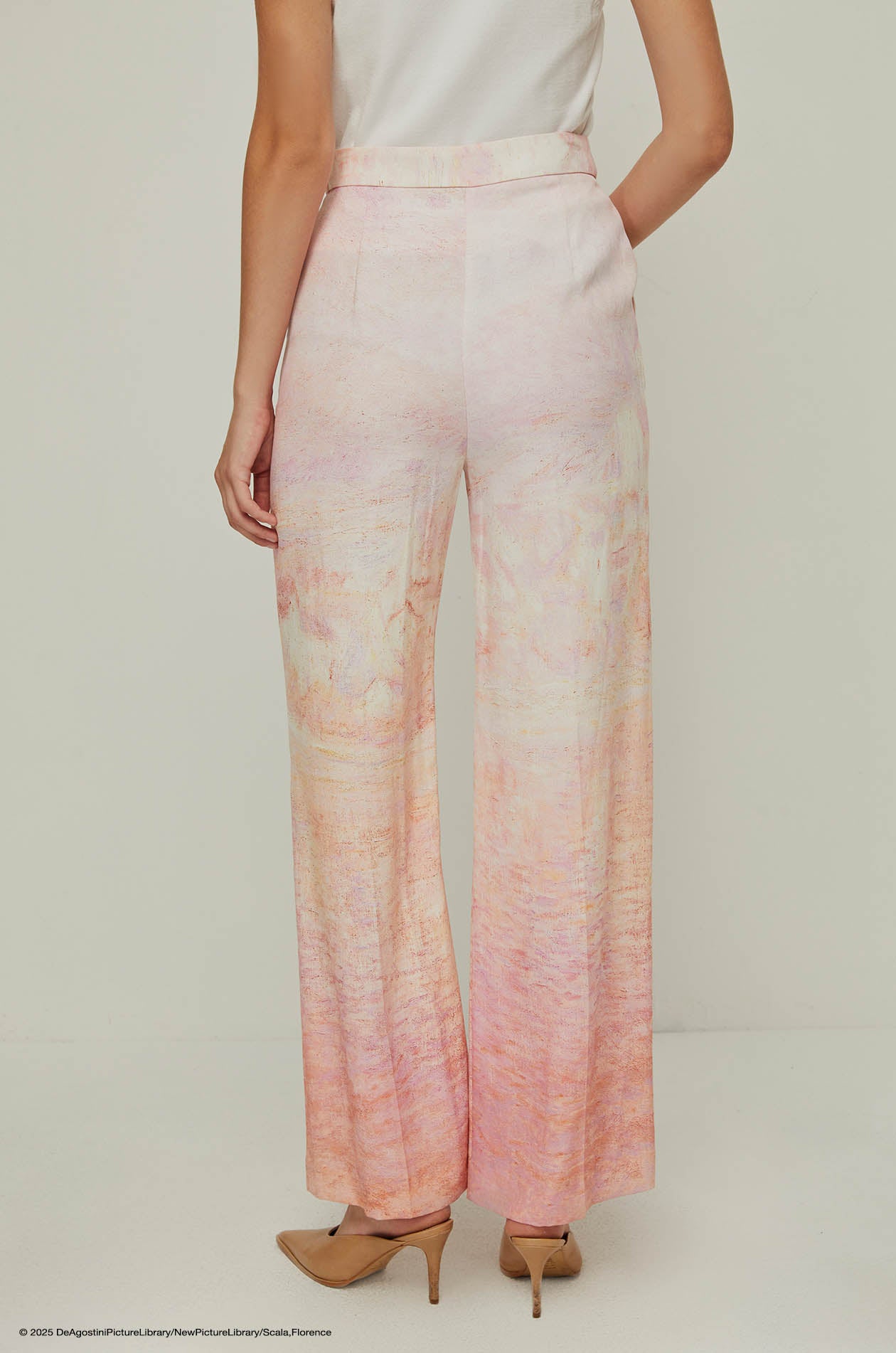 PINK SKY MONET-INSPIRED PRINTED PANTS
