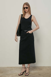 MID-RISE BLACK DENIM SKIRT