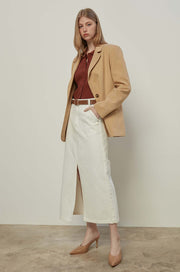 MID-RISE WHITE DENIM SKIRT