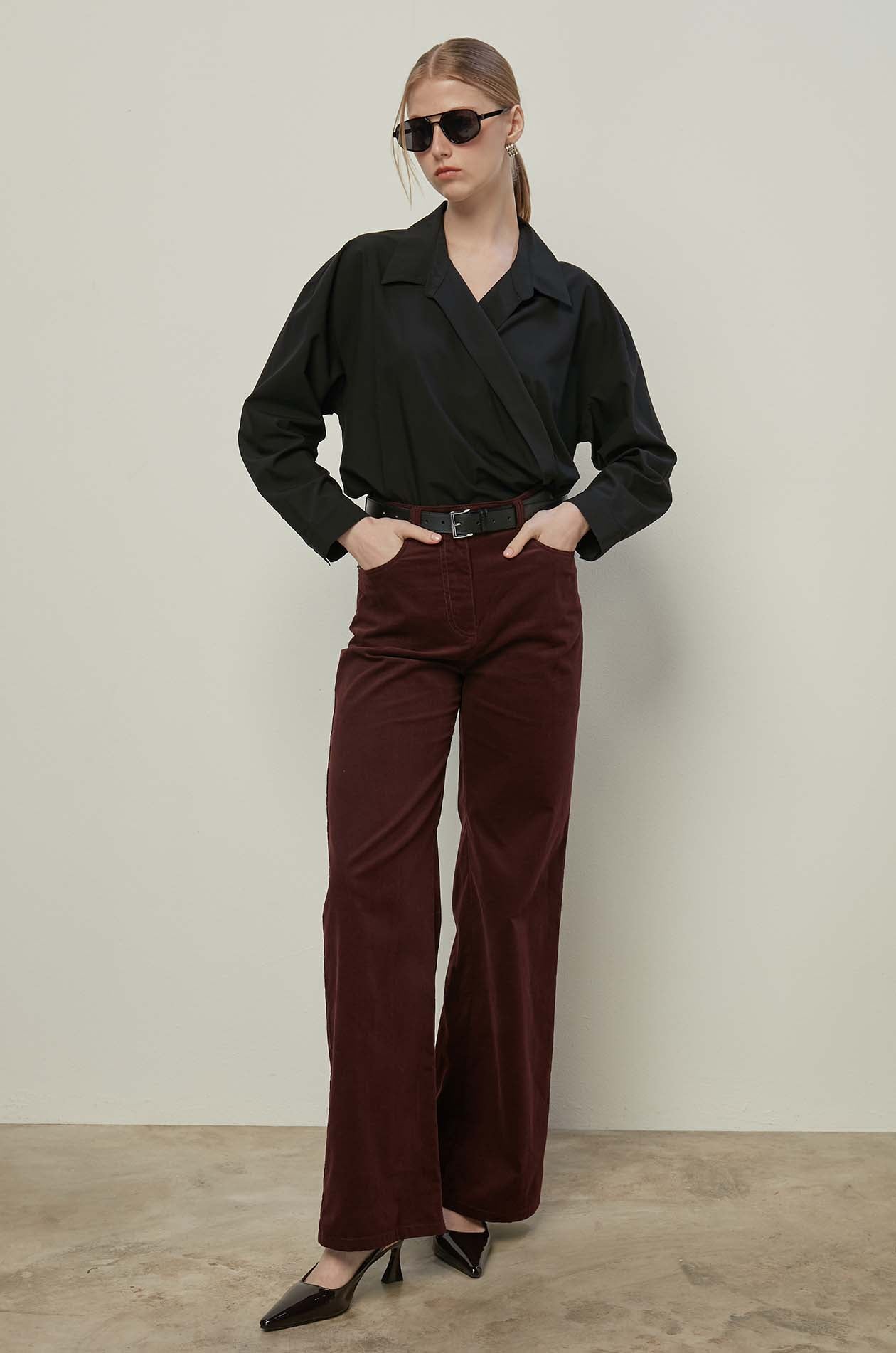 POPLIN WRAP BLOUSE