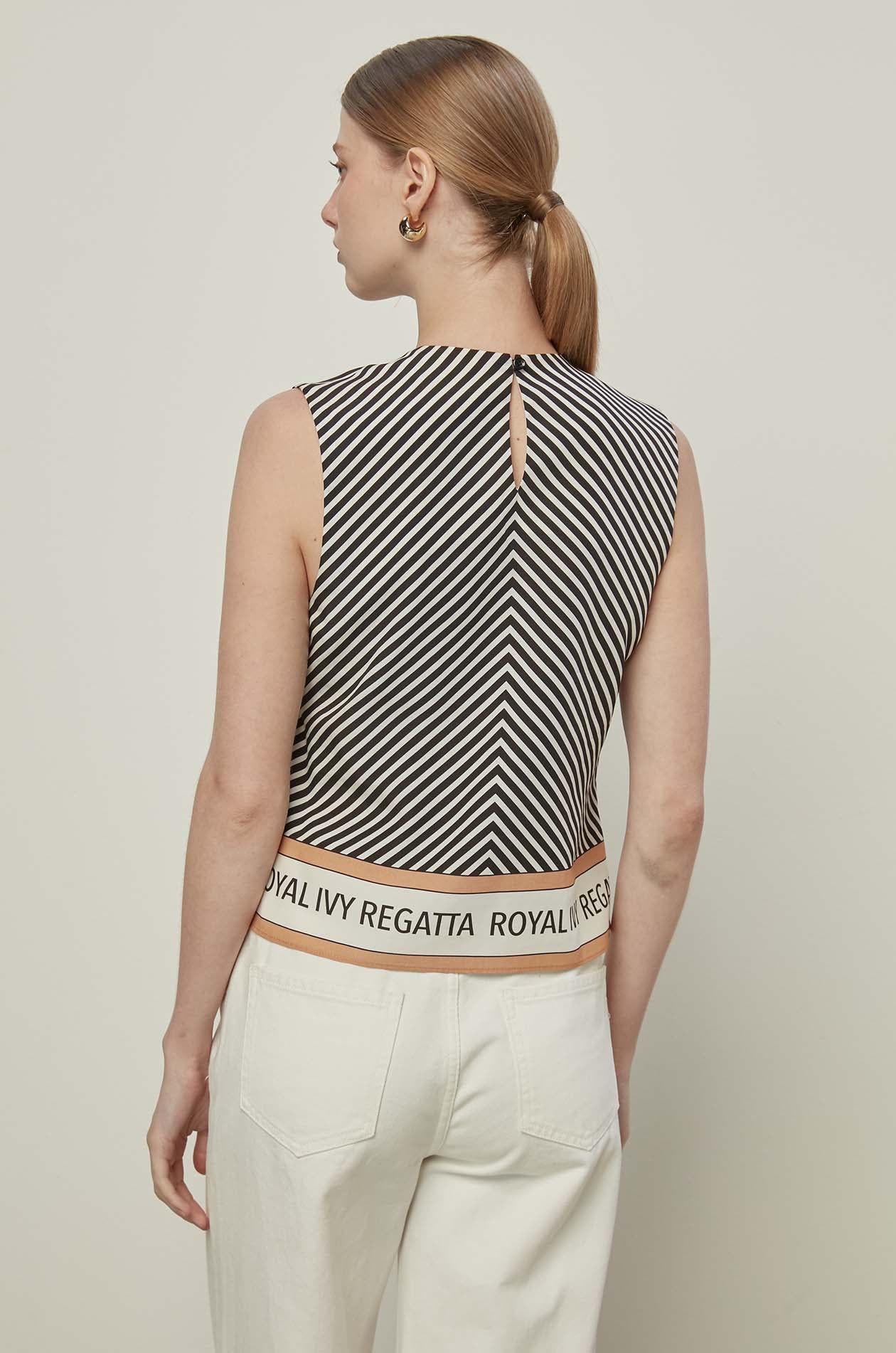 TIE-FRONT STRIPED BLOUSE