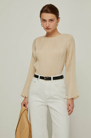 LONG SLEEVE PLEATED BLOUSE