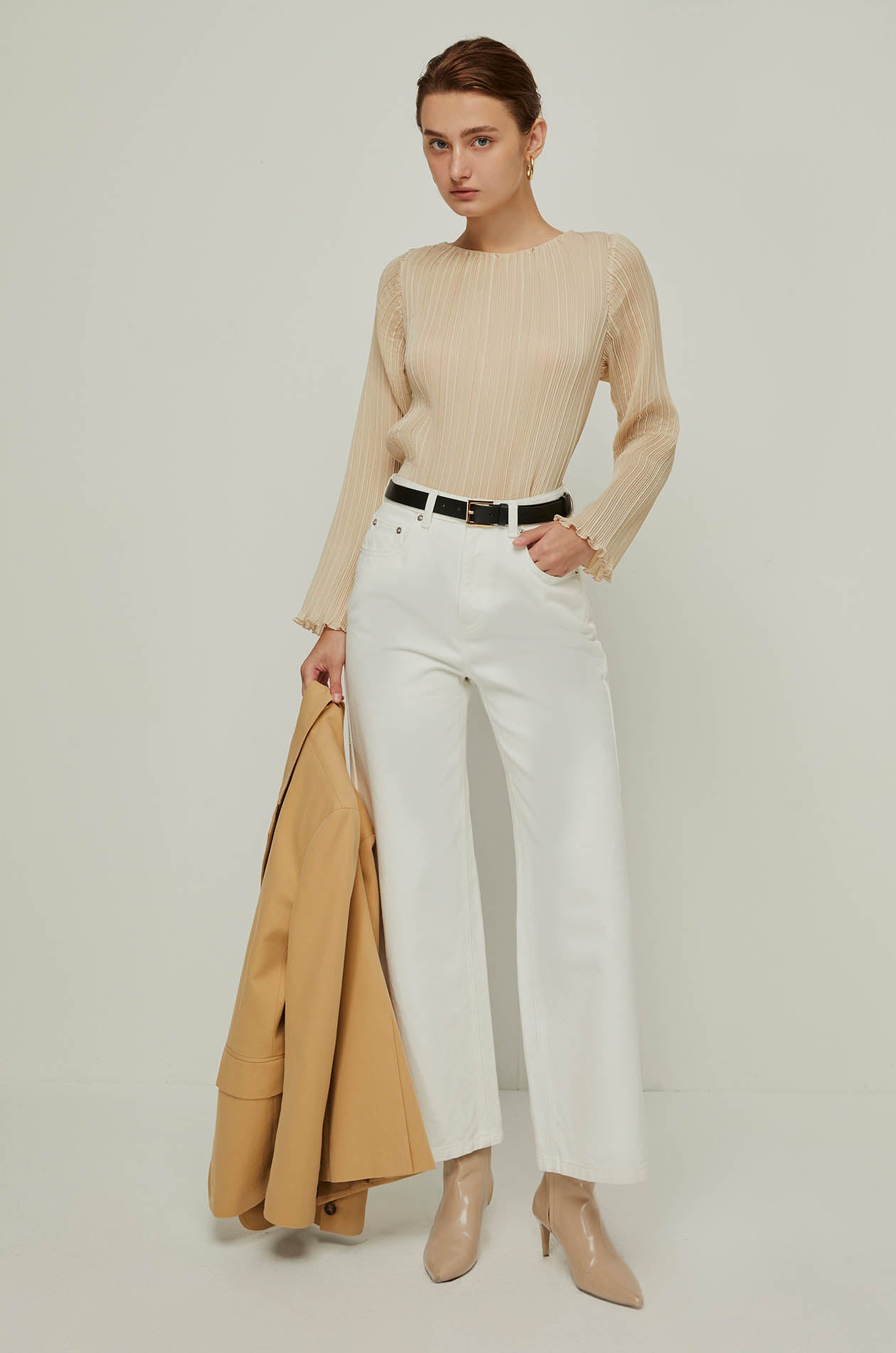LONG SLEEVE PLEATED BLOUSE