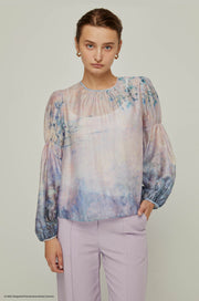 WATER LILIES MONET PUFF SLEEVE BLOUSE