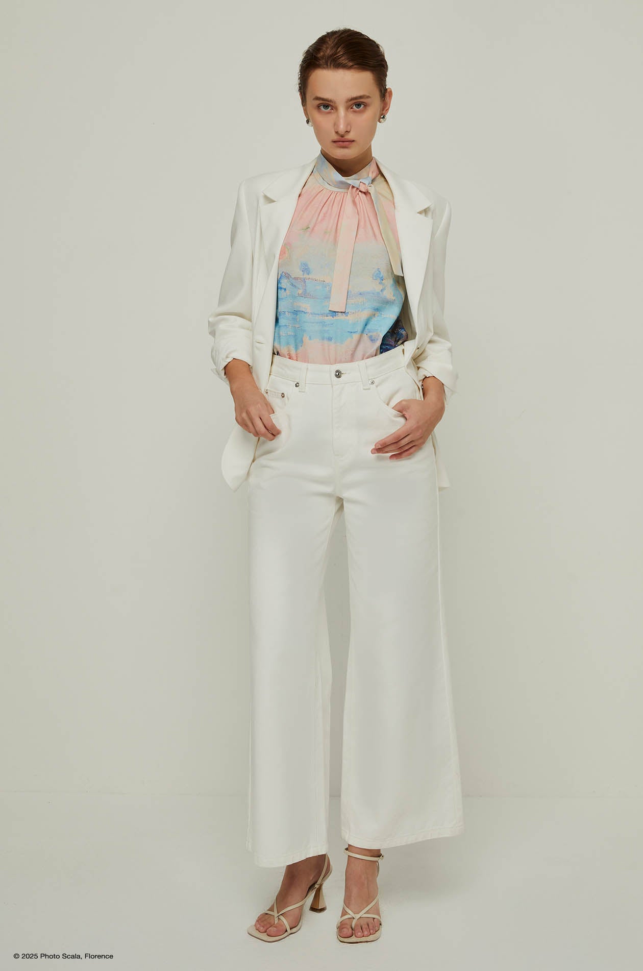 SUNSET AT LAVACOURT MONET TIE-FRONT BLOUSE