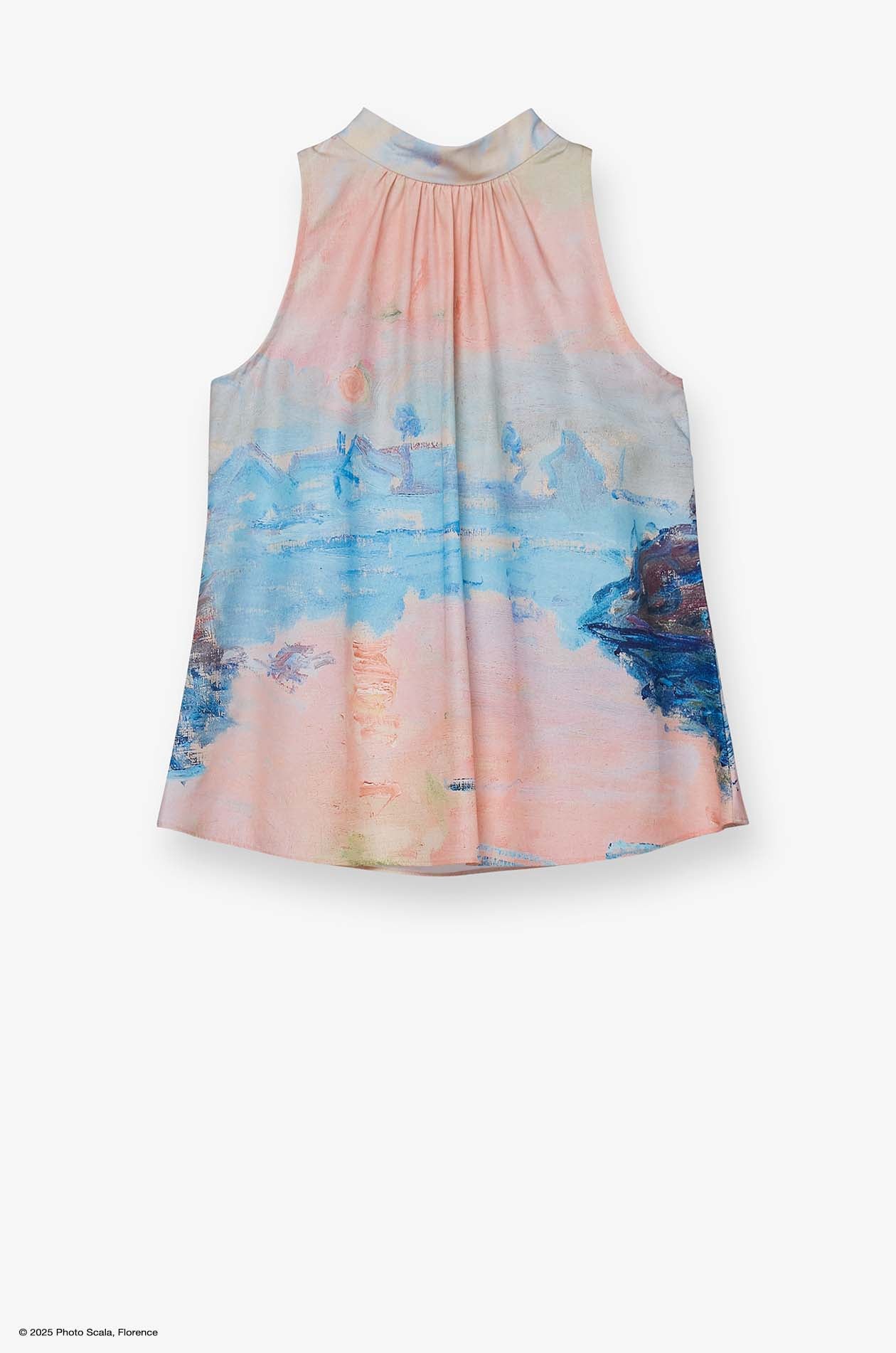 SUNSET AT LAVACOURT MONET TIE-FRONT BLOUSE