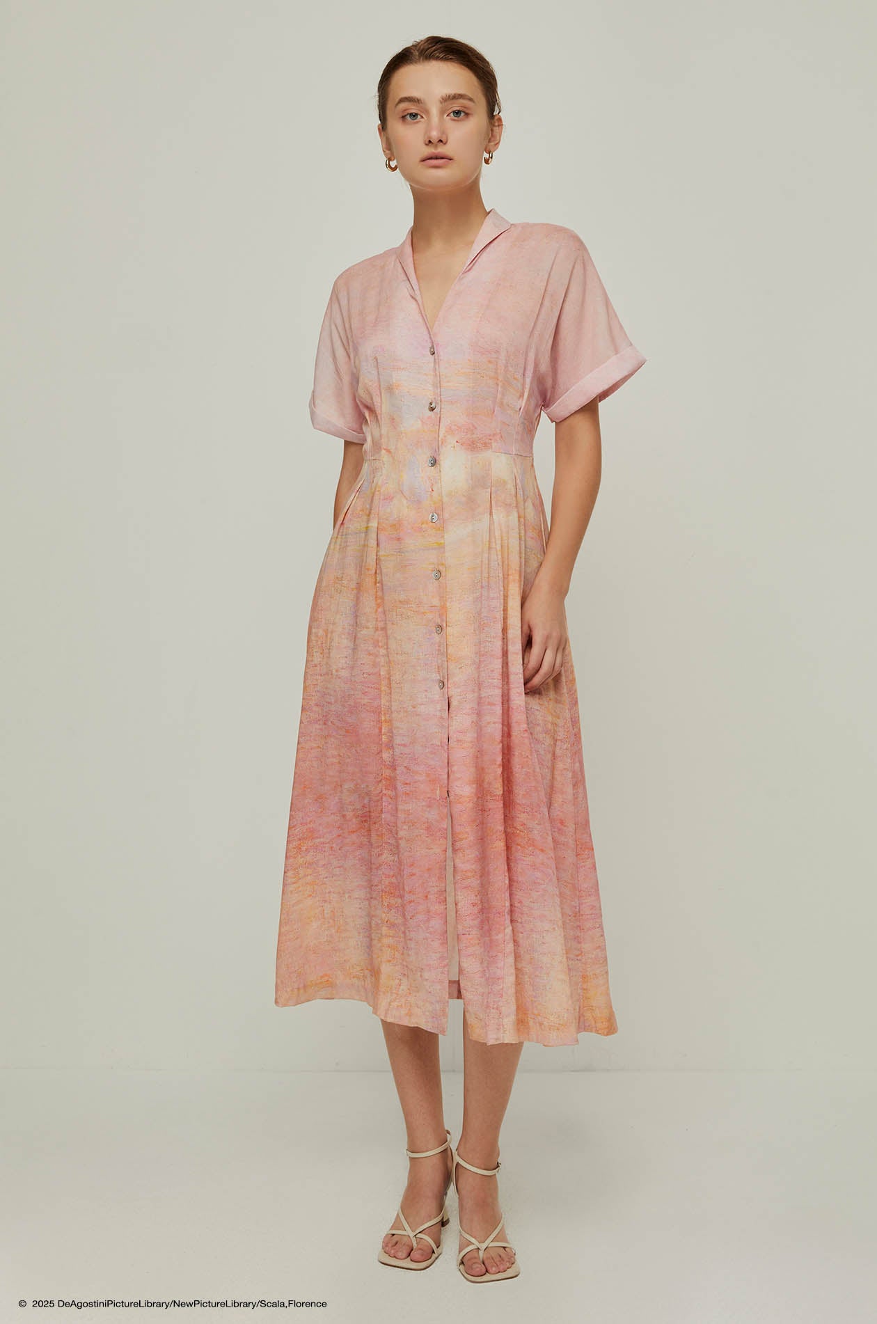 PINK SKY MONET-INSPIRED PRINTED DRESS