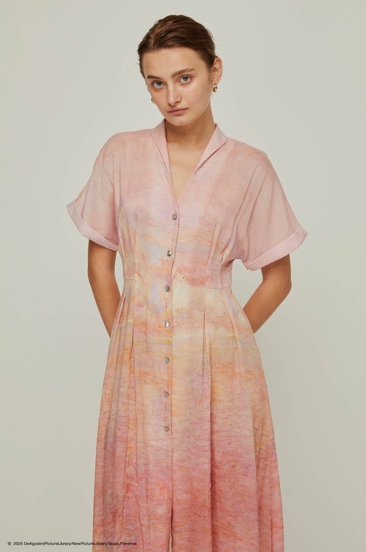 PINK SKY MONET-INSPIRED PRINTED DRESS