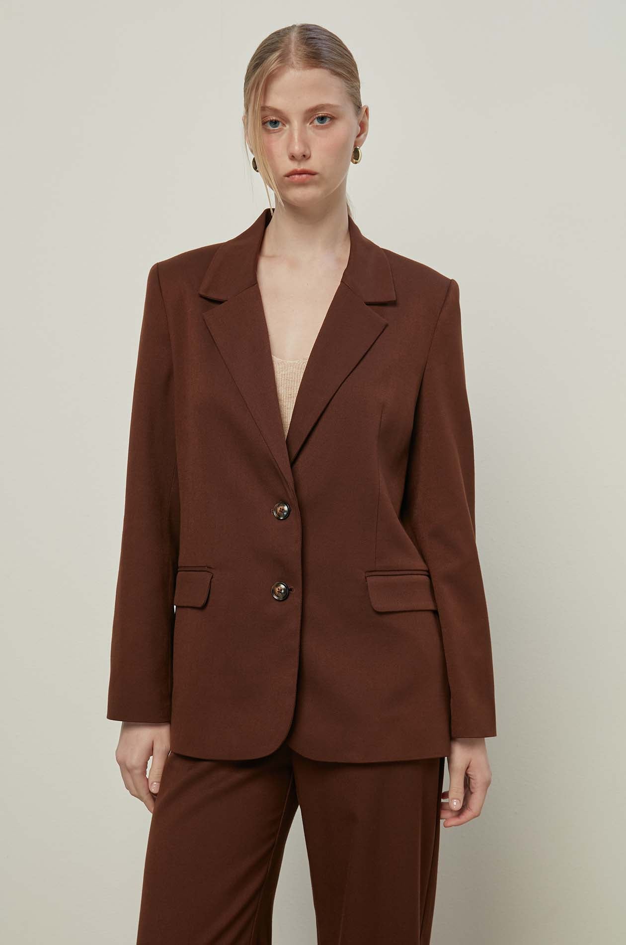 CLASSIC BROWN TWILL BLAZER