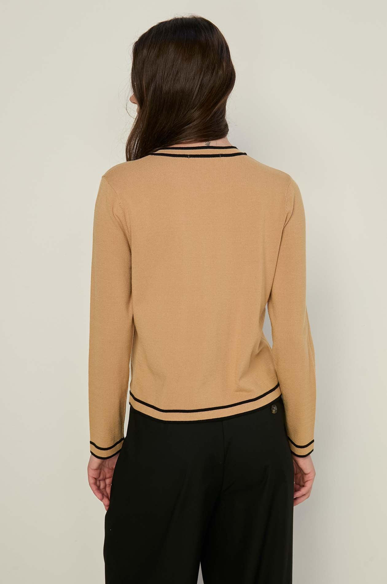 CONTRAST PIPING KNITTED CARDIGAN