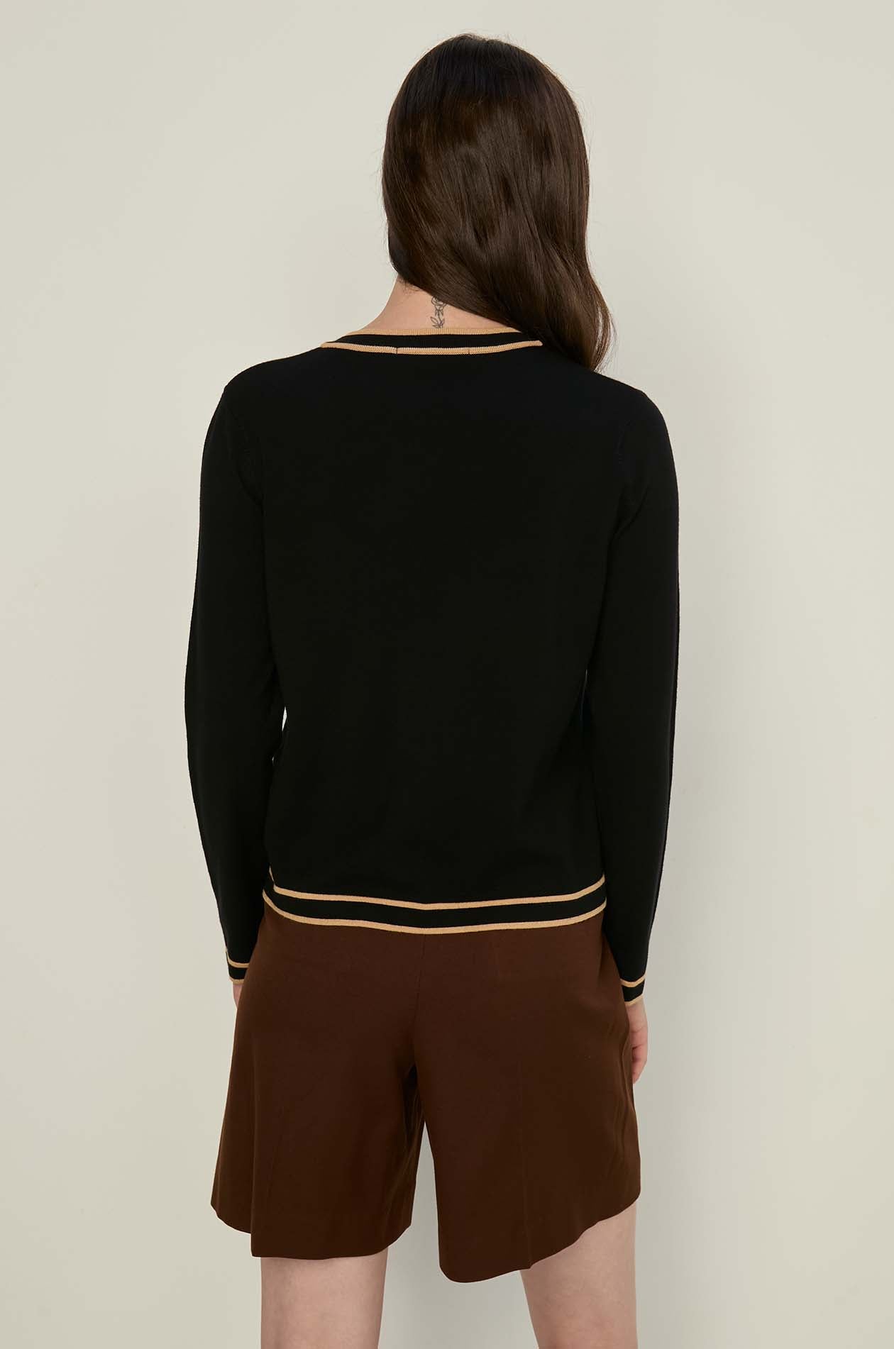 CONTRAST PIPING KNITTED CARDIGAN