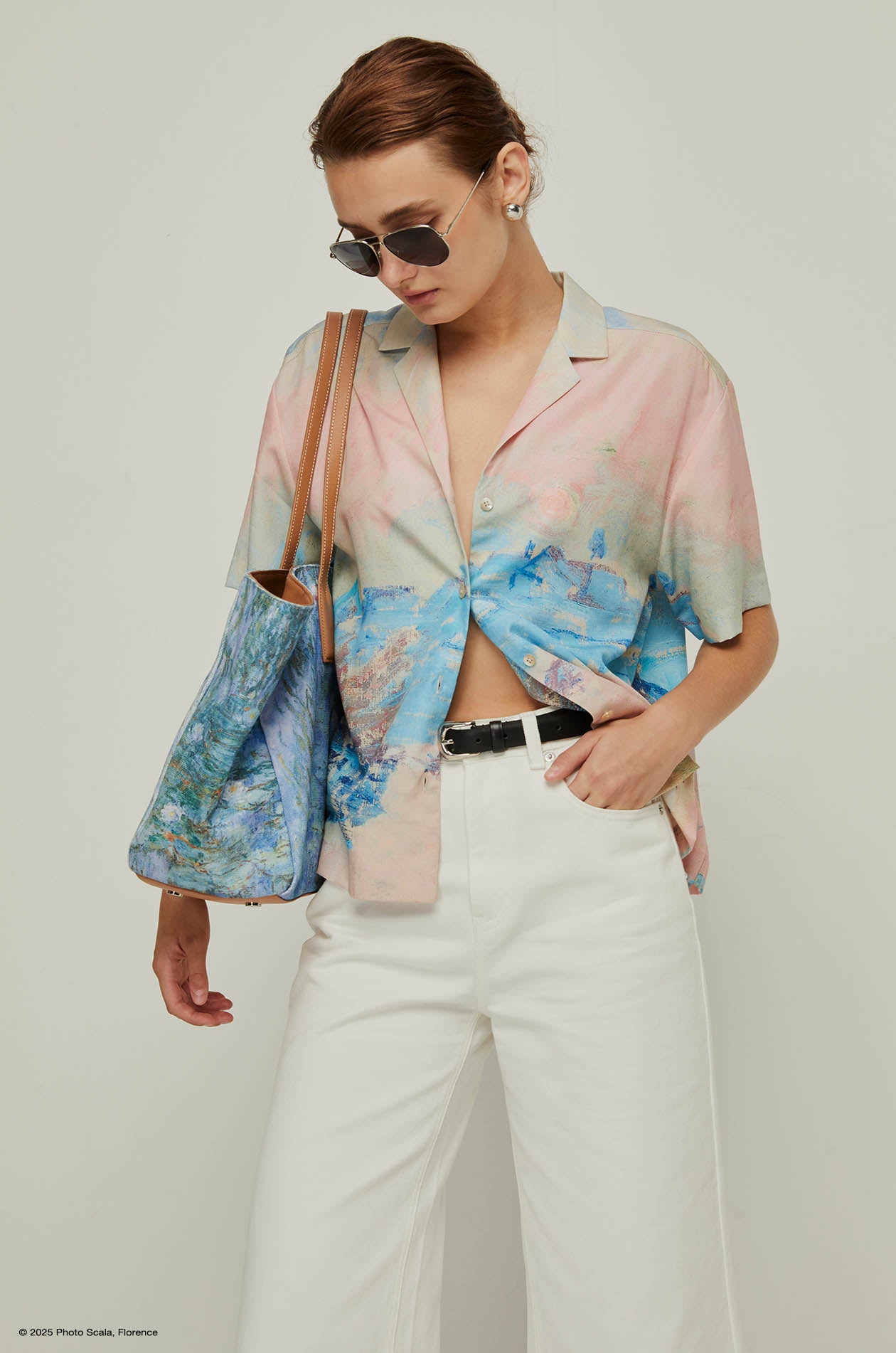 SUNSET AT LAVACOURT MONET BUTTON-UP SHIRT