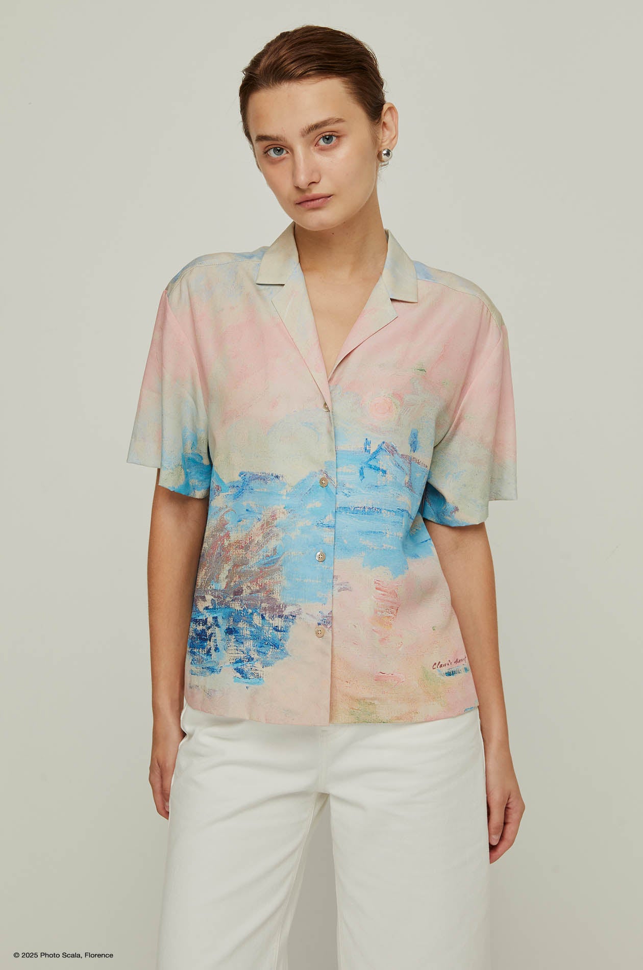 SUNSET AT LAVACOURT MONET BUTTON-UP SHIRT