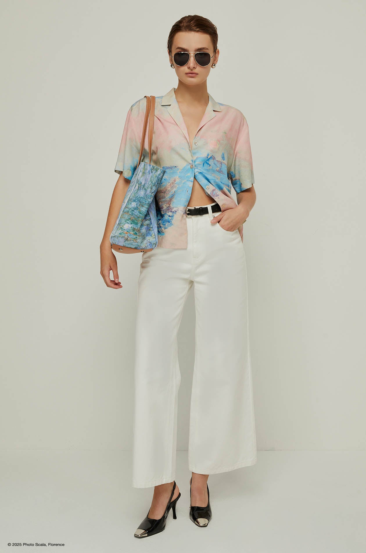 SUNSET AT LAVACOURT MONET BUTTON-UP SHIRT