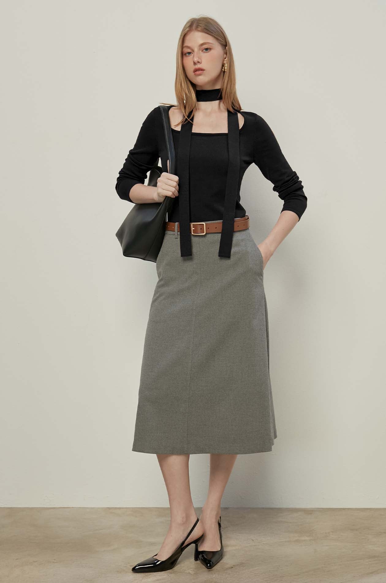 LONG SLEEVE TOP WITH SCARF